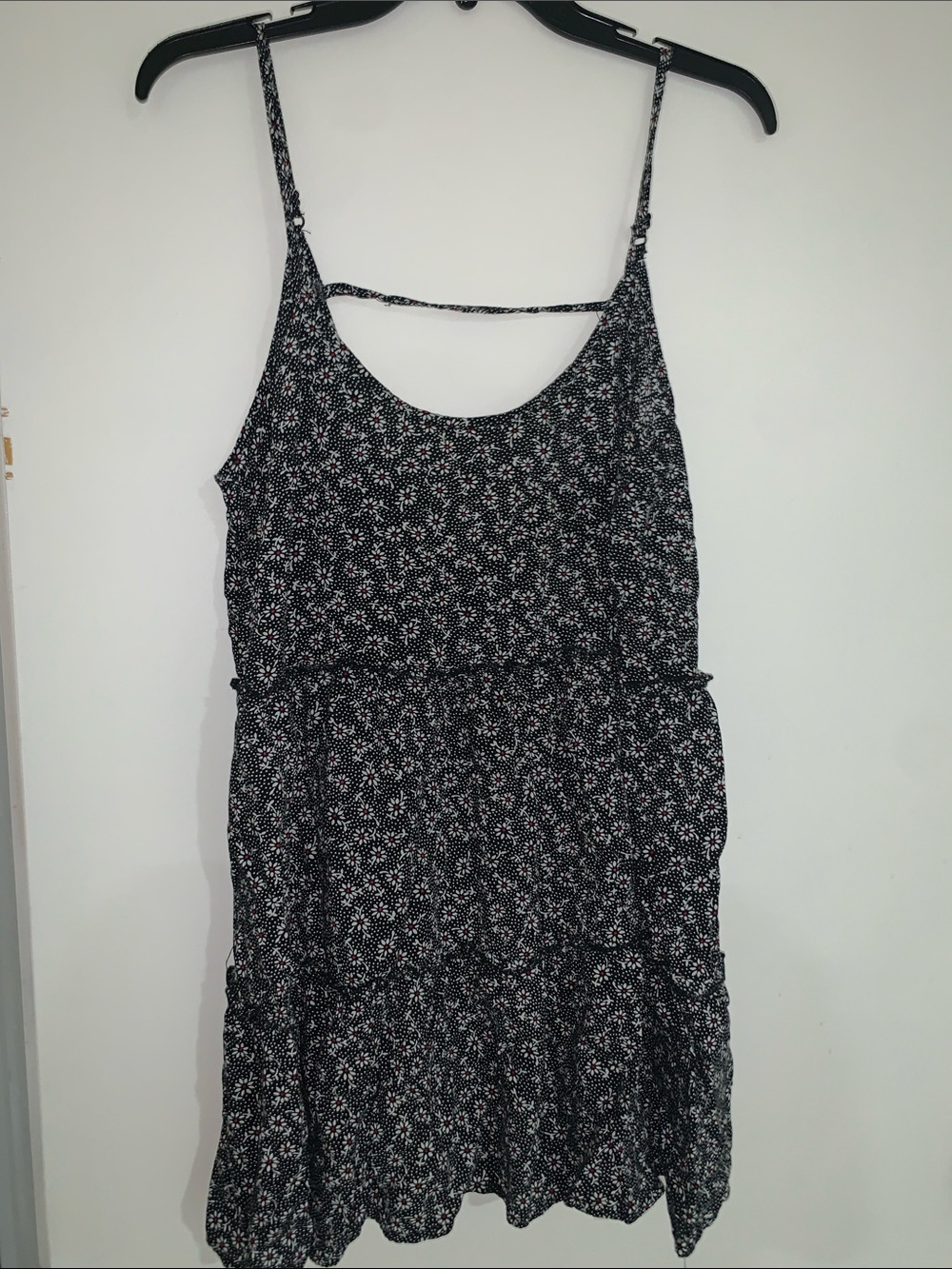 Daytrip Black Floral Mini Dress with White Print